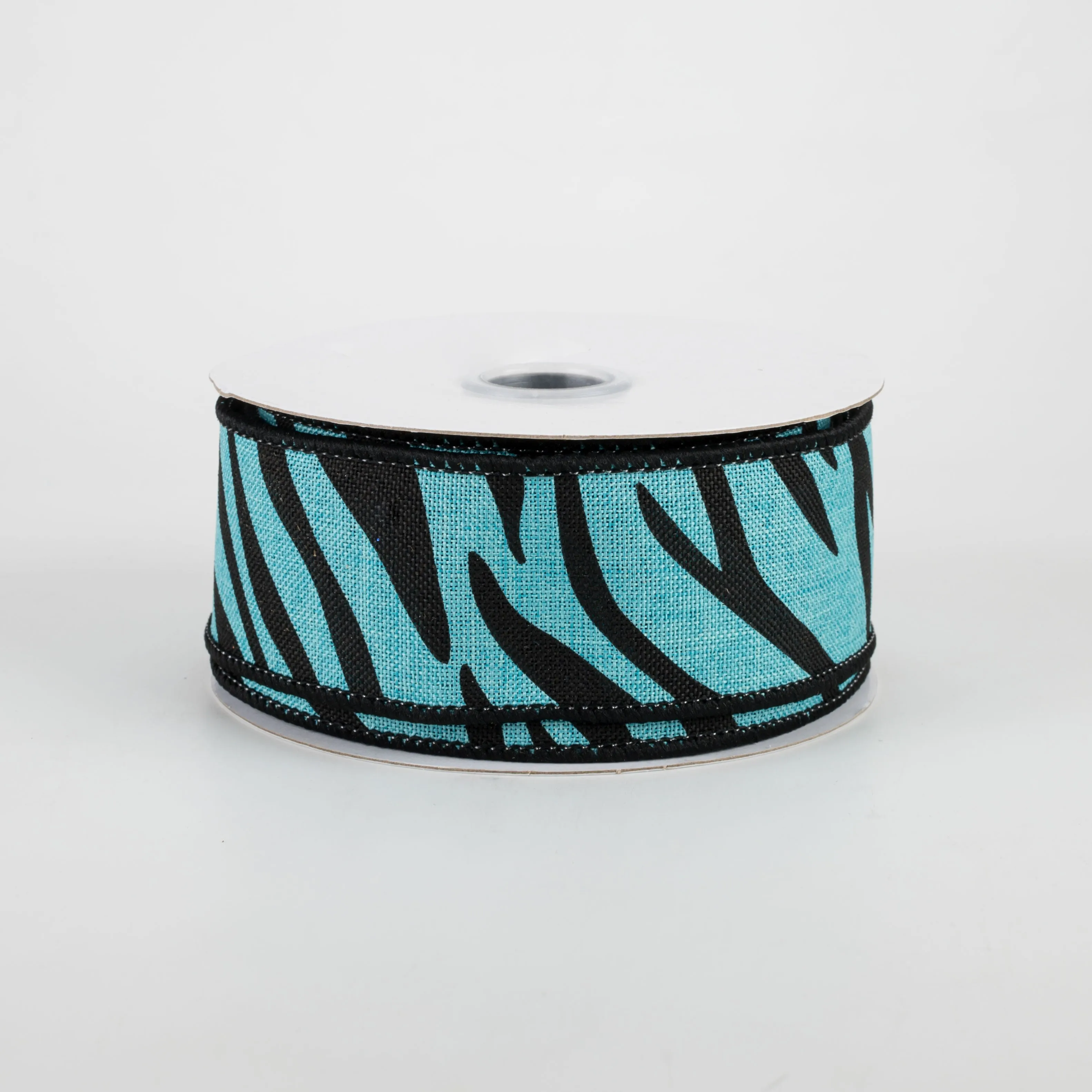 1.5" Animal Stripes Ribbon: Light Teal & Black (10 Yards)