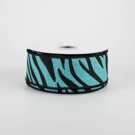 1.5" Animal Stripes Ribbon: Light Teal & Black (10 Yards)