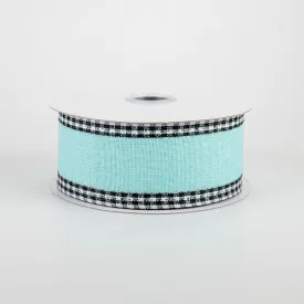 1.5" Black Gingham Edge Ribbon: Ice Blue (10 Yards)