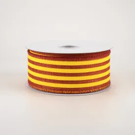 1.5" Cabana Stripes Ribbon: Dark Orange & Yellow (10 Yards)