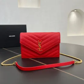 19CM MONOGRAM Red Gold Chain Envelope Wallet 393953