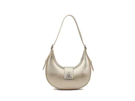 ALMA SMALL CURVED SHOULDER BAG WITH ZIP IN GOLD