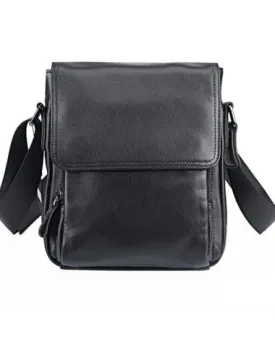 BADASS Black LEATHER MENS Small VERTICAL SHOULDER BAG SIDE BAG COURIER BAG MESSENGER BAG FOR MEN