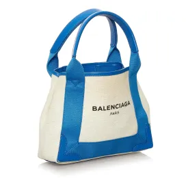 Balenciaga Navy Cabas XS Canvas Satchel