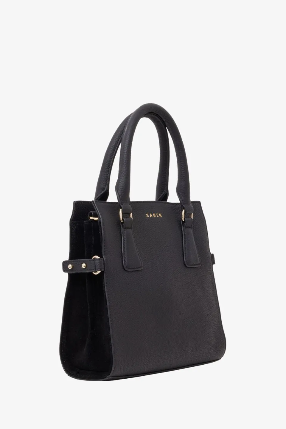 Beau Black Leather Suede Side Crossbody Bag