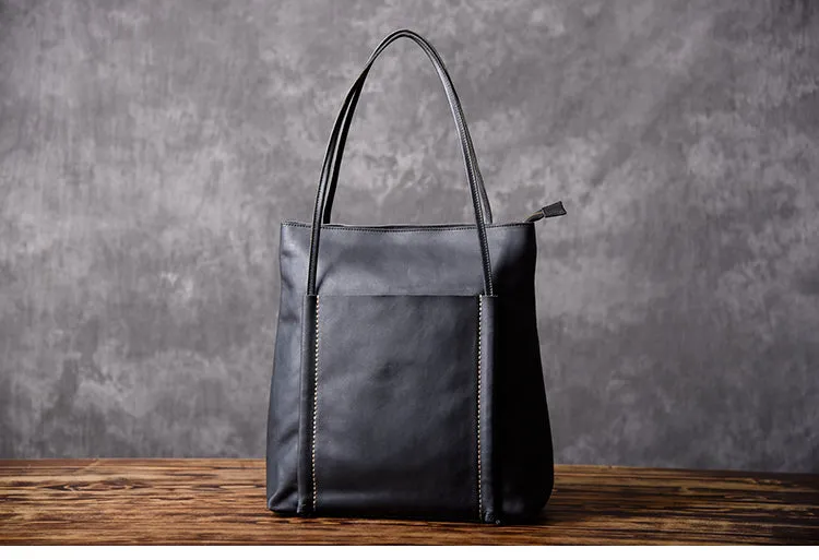 Black Women Leather Large Tote Bag Shopper Bag For Women