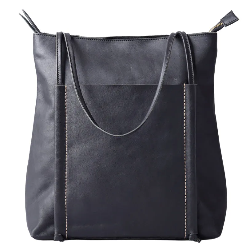 Black Women Leather Large Tote Bag Shopper Bag For Women