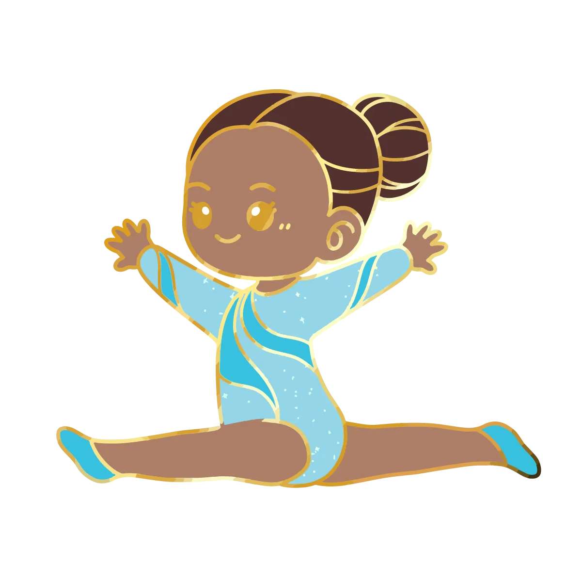 Blue Glitter Gymnast Split Leap Pin