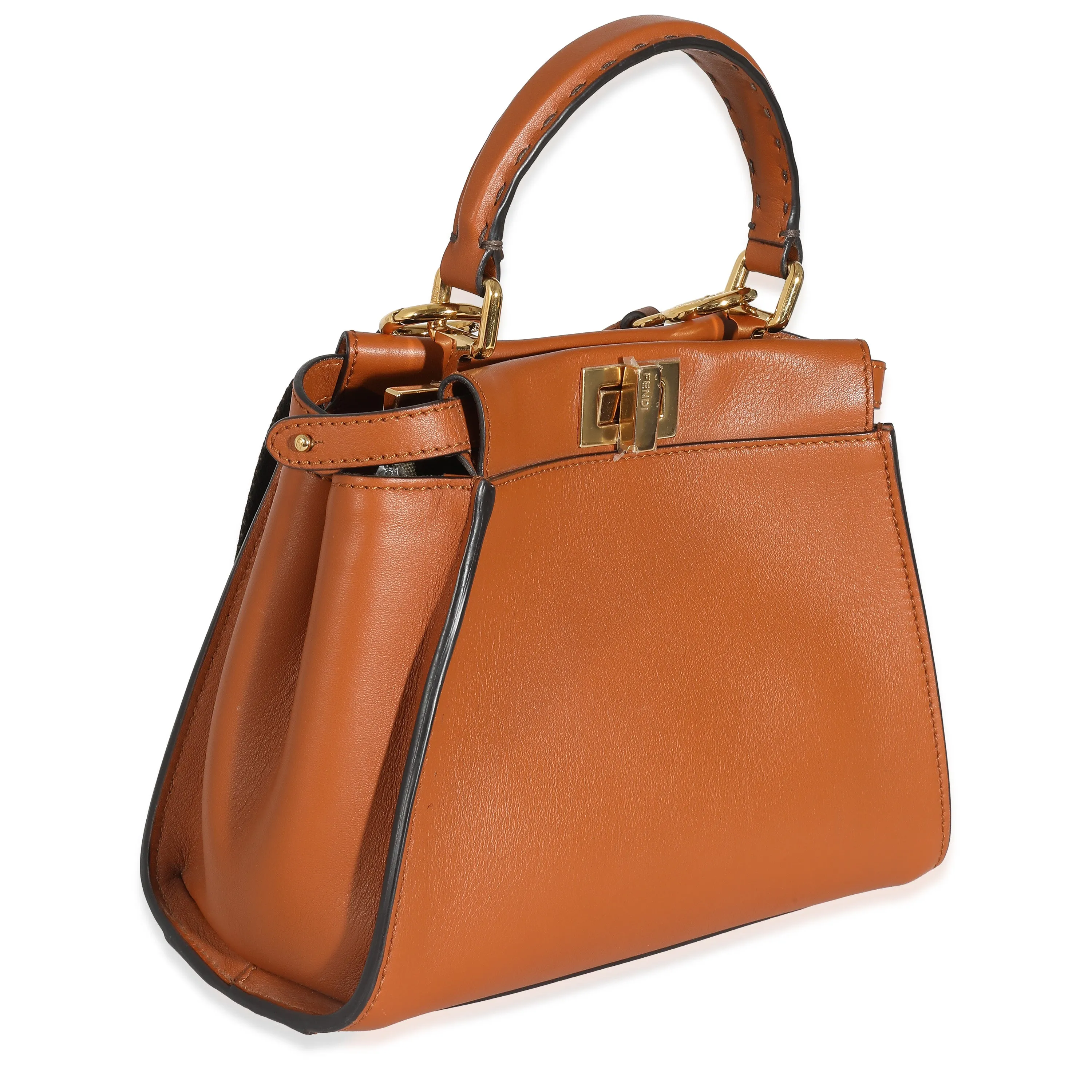 Brown Vitello Canvas FF Mini Peekaboo Iconic Satchel