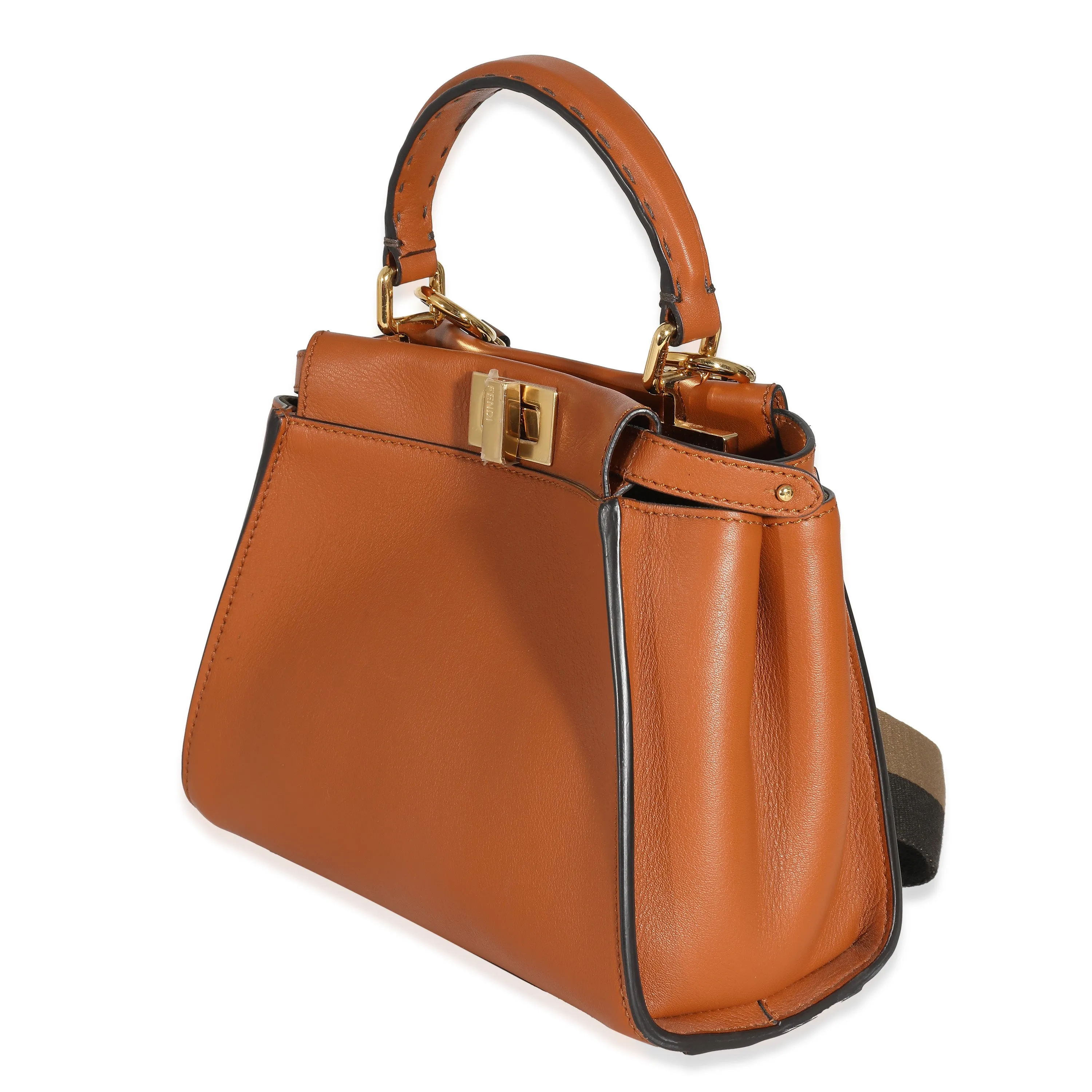 Brown Vitello Canvas FF Mini Peekaboo Iconic Satchel