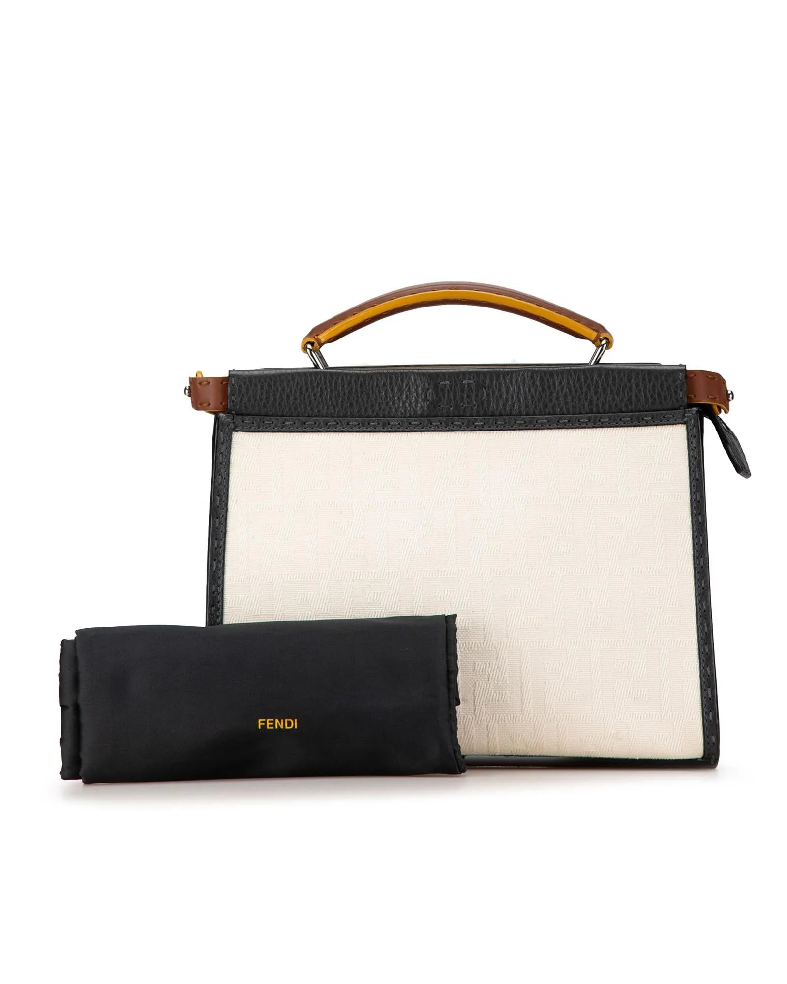 Canvas and Leather Mini Peekaboo Satchel with Zip Closure