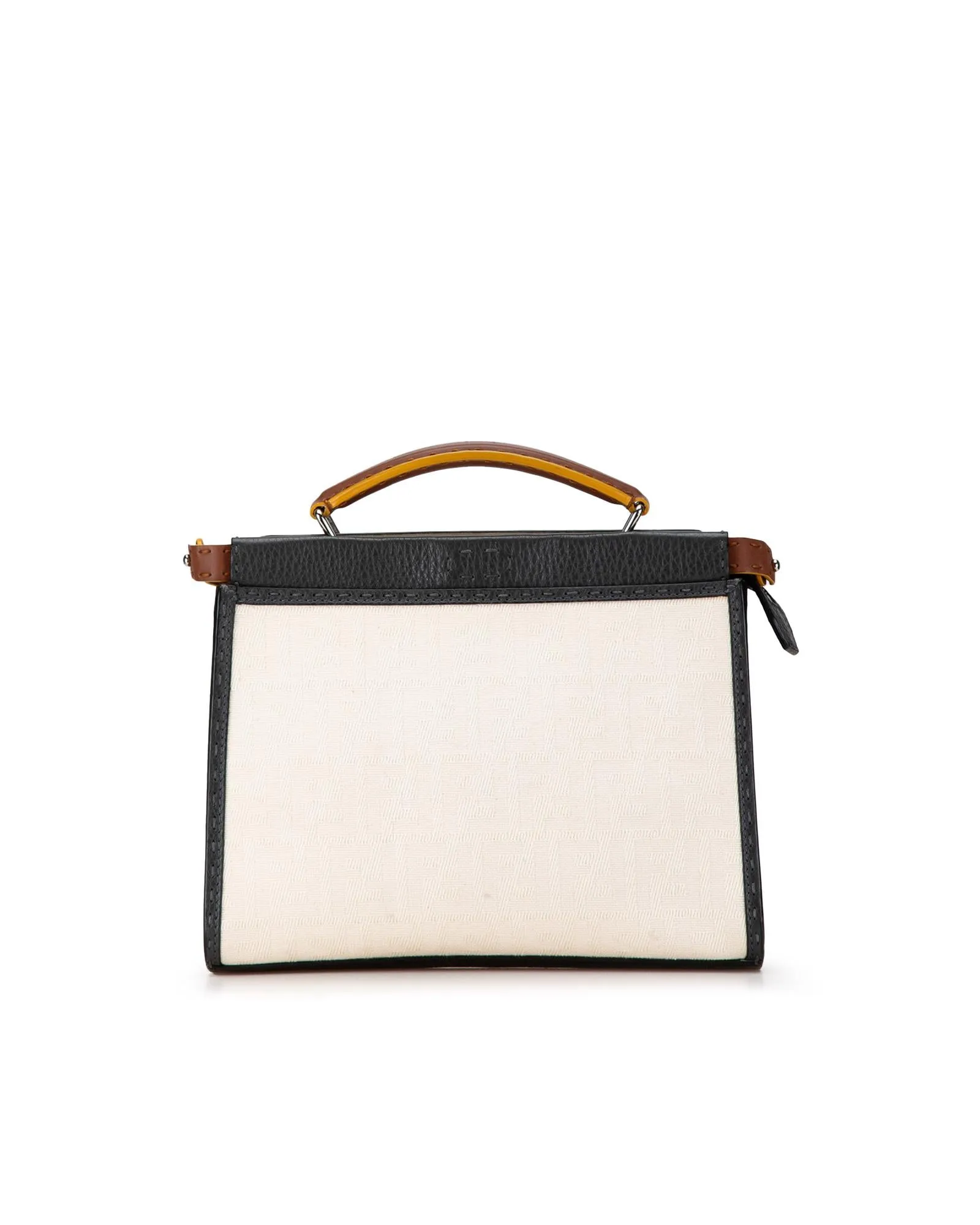 Canvas and Leather Mini Peekaboo Satchel with Zip Closure