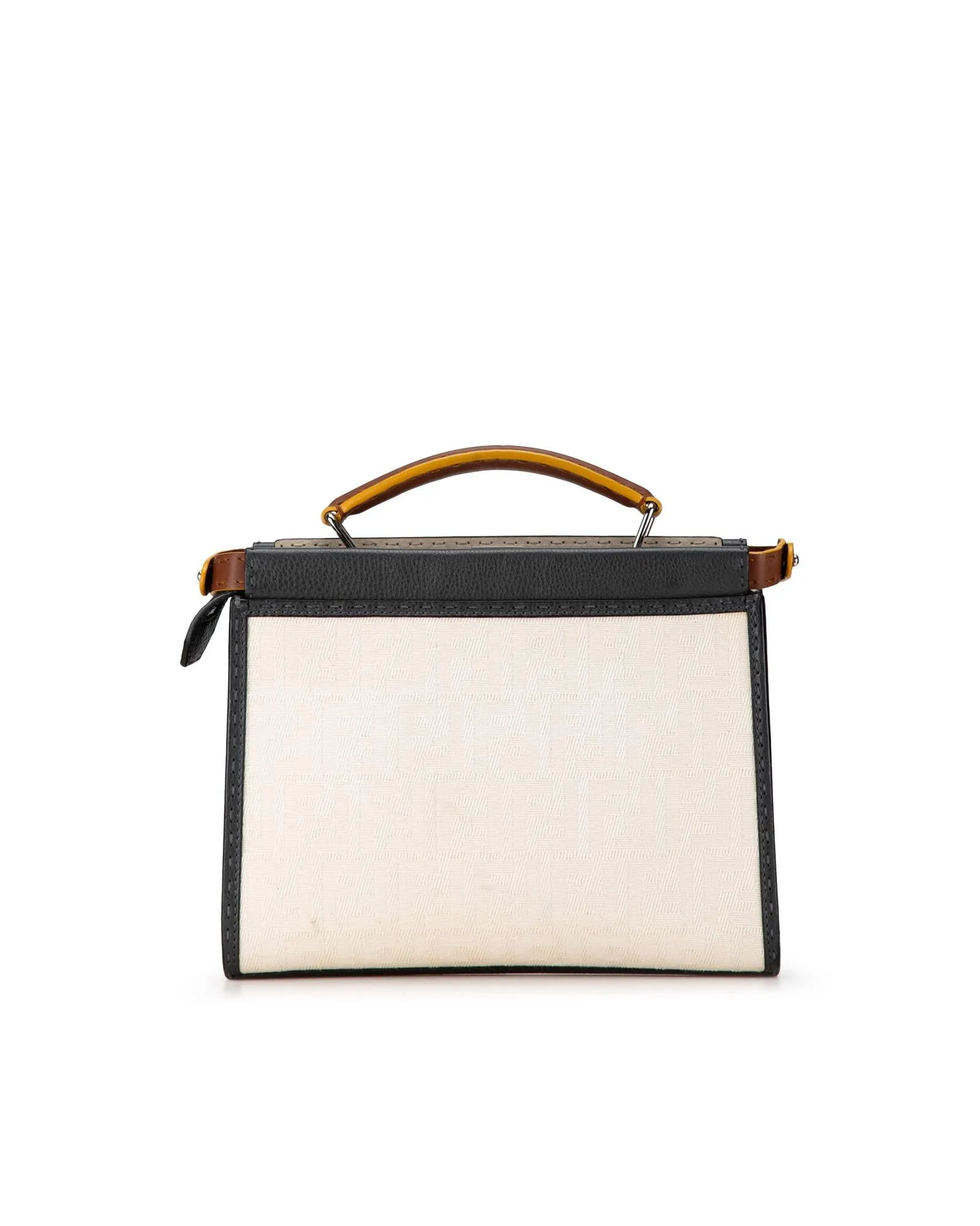 Canvas and Leather Mini Peekaboo Satchel with Zip Closure