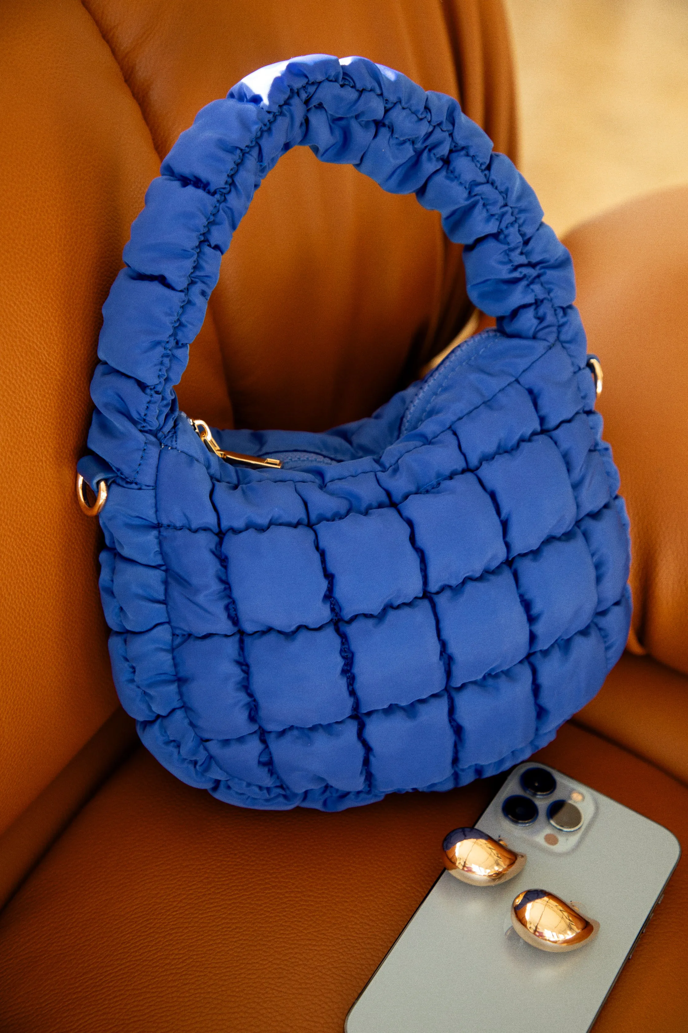 Carya Quilted Crossbody Bag  - Blue