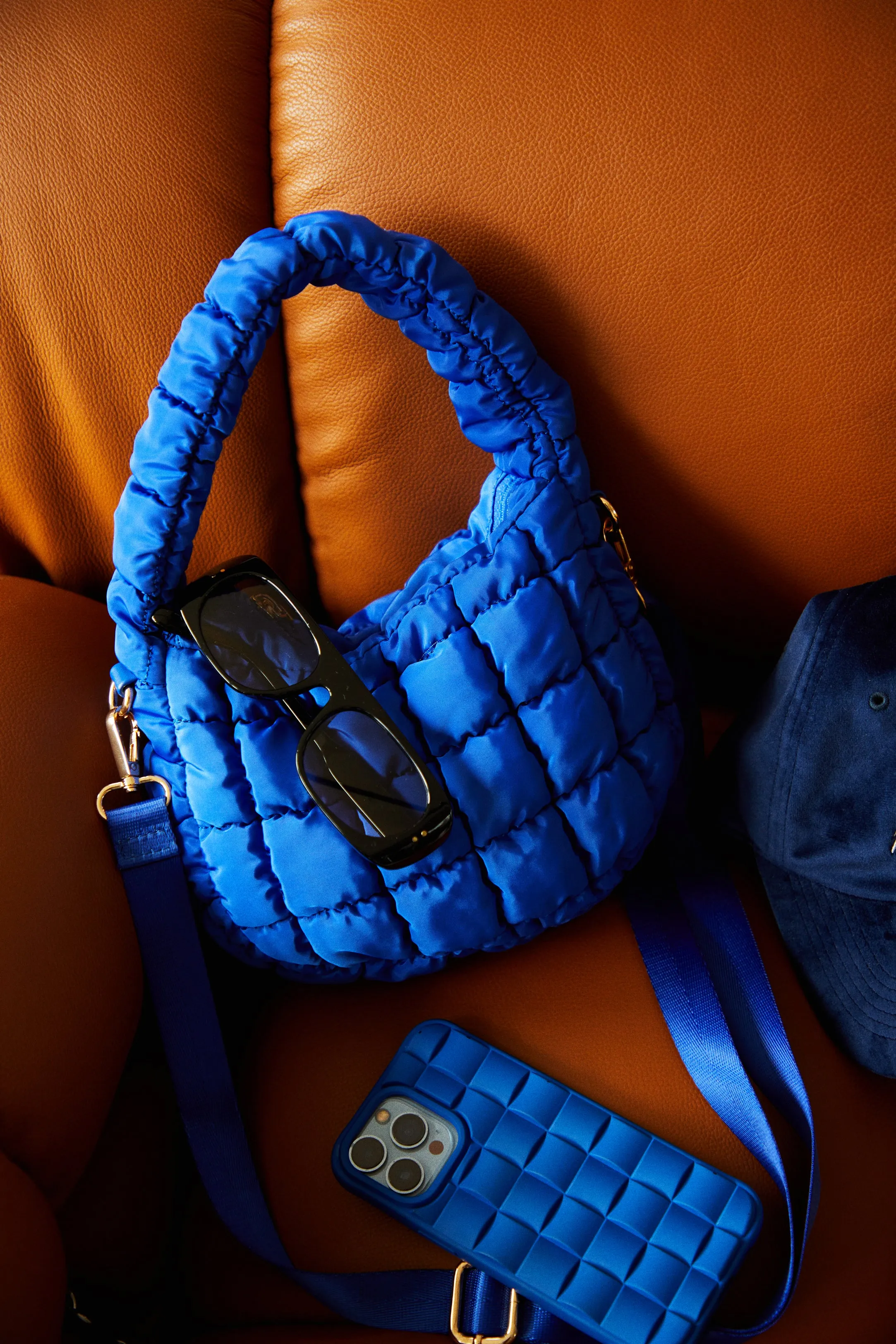 Carya Quilted Crossbody Bag  - Blue