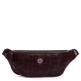 Chest Bag Fanny Pack Bag in Smokey Wine Croco Textured Leather