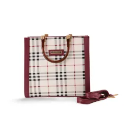 Classic Checked Tote Bag with Detachable Strap