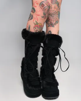 Demonia Black Winter Solstice Faux Fur Boots