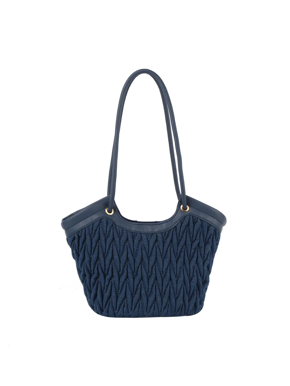 Denim matelassé style tote bag