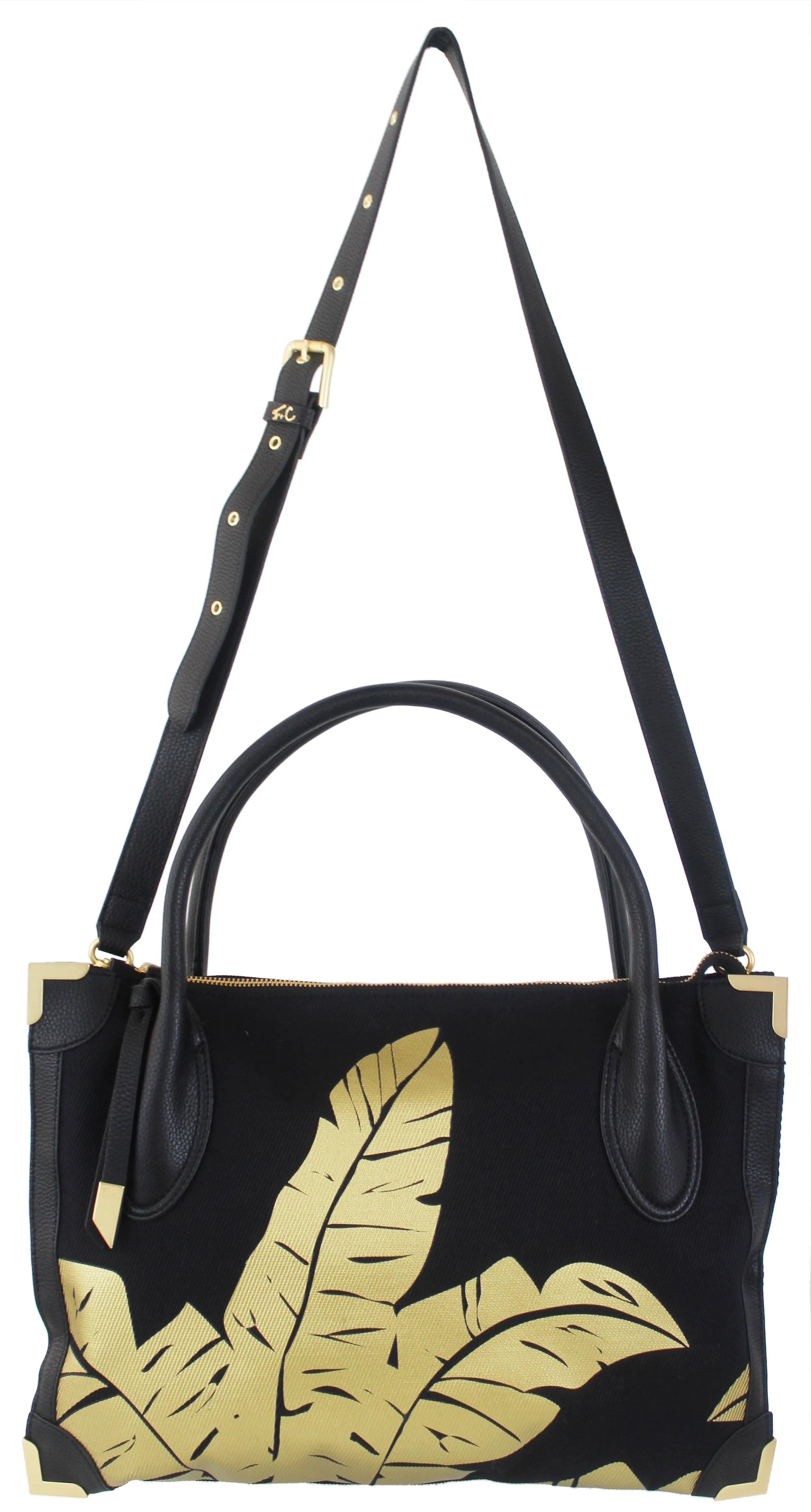 Frankie Satchel in Black & Gold Palm