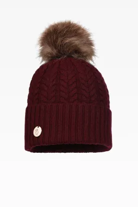 Georgie Cable Rib Pom Pom Hat - Faux Fur