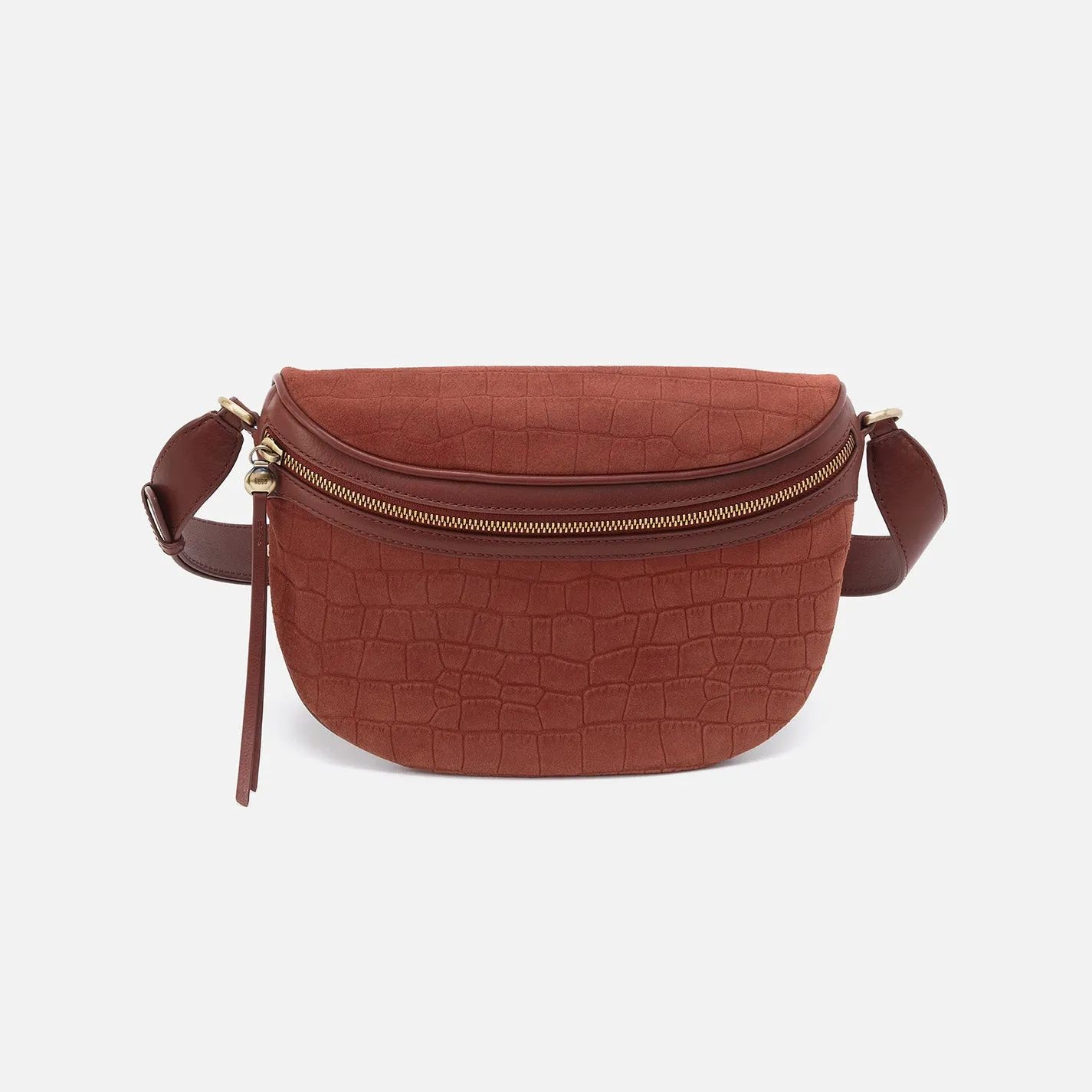 Juno Belt Bag In Suede - Sequoia Croc Emboss