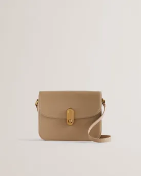 Kkayli Polished Leather Satchel Bag Taupe