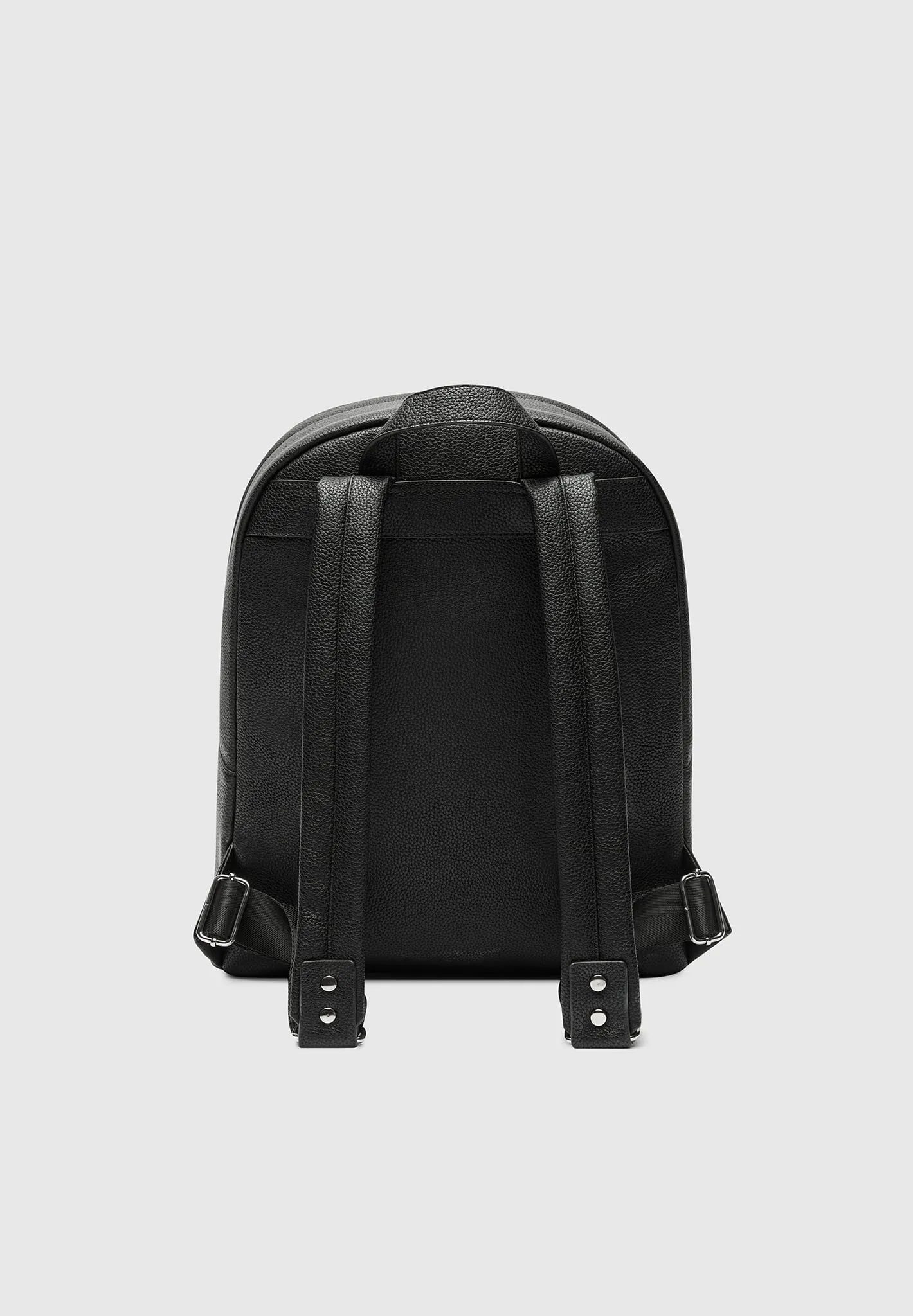 Leather Backpack with Suede Panel - Black