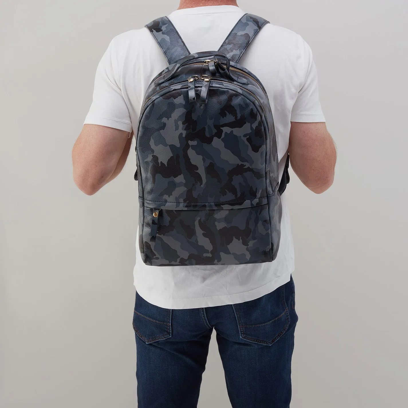 Maddox Backpack in Silk Napa Leather - Blue Camo