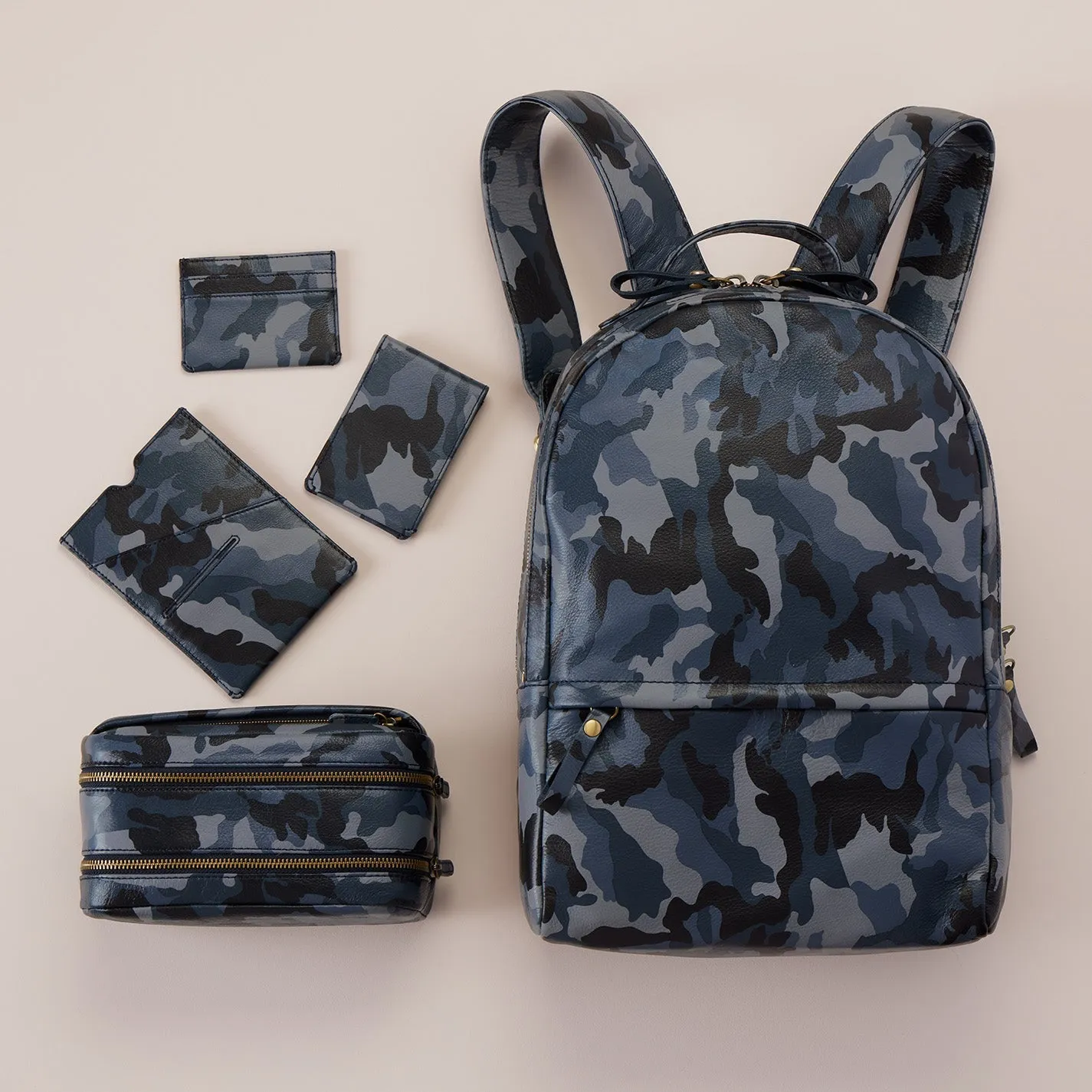 Maddox Backpack in Silk Napa Leather - Blue Camo