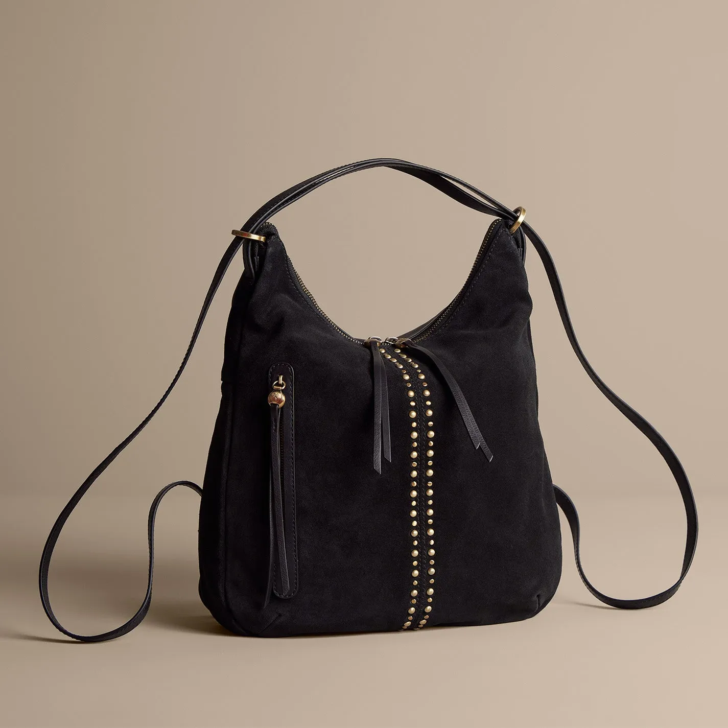 Merrin Convertible Backpack In Suede - Black