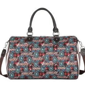 MW1234-5110 Montana West Aztec Squash Blossom Print Canvas Weekender Bag