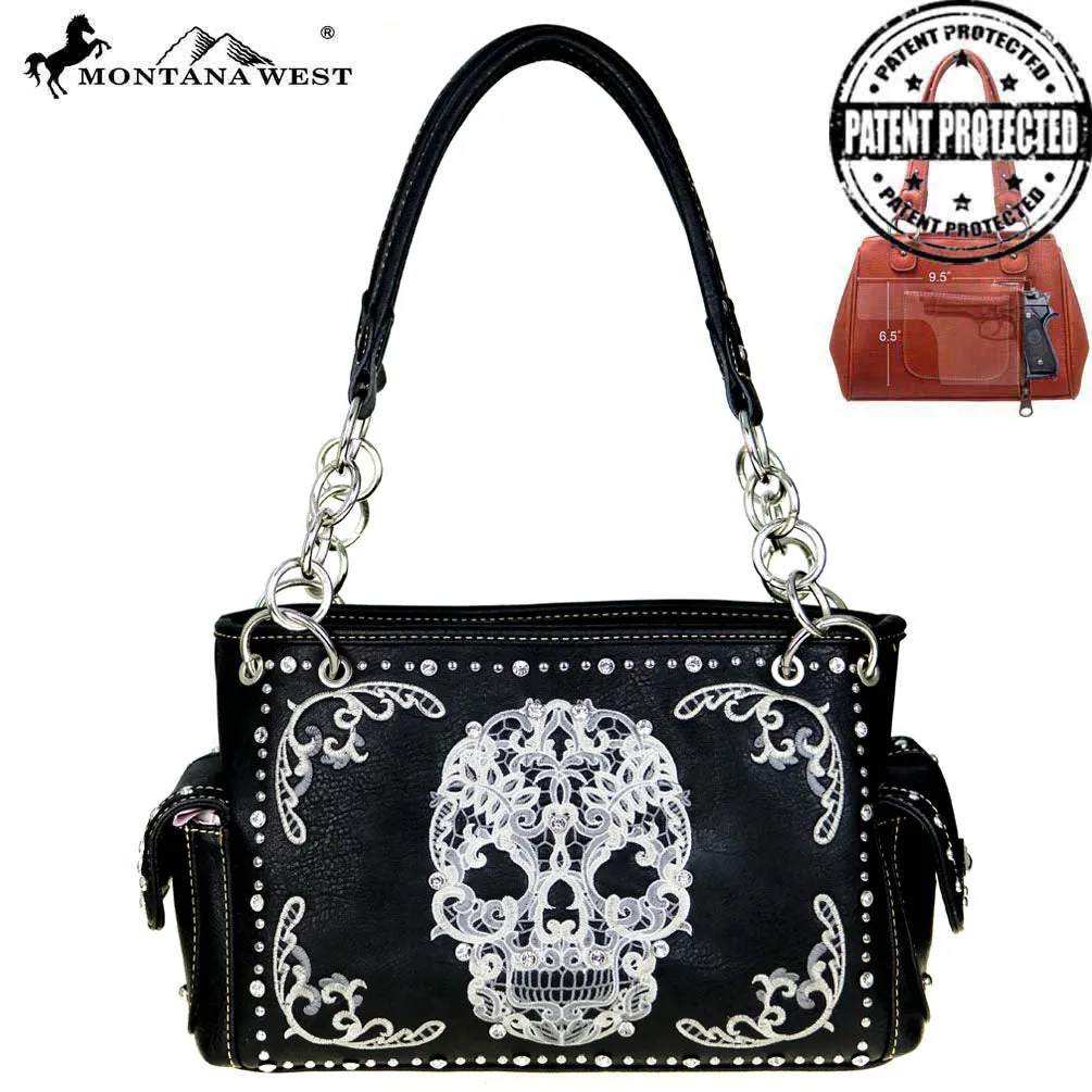 MW494G-8085 Montana West Sugar Skull Collection Concealed Handgun Satchel