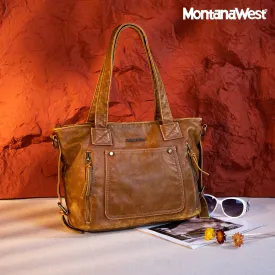 MWC-224 Montana West Stone Wash Carry-All  Tote /Crossbody - Brown