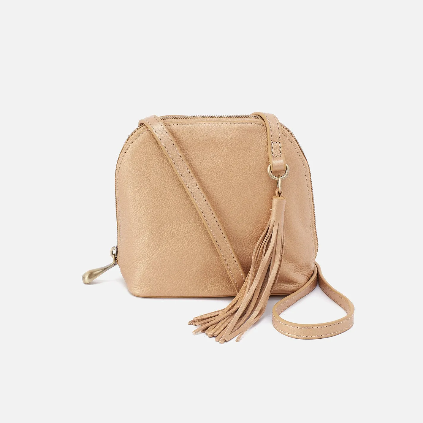 Nash Crossbody In Pebbled Metallic Leather - Dusty Gold