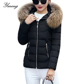 New Arrival Parkas Fashion Coats Women Winter Sweater Fur Collar Hood Warm Cotton Coat Women Clothes