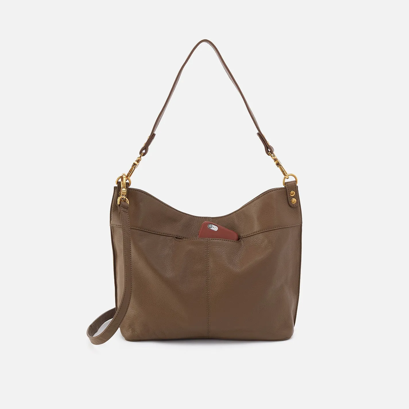 Pier Shoulder Bag In Pebbled Leather - Dark Elm