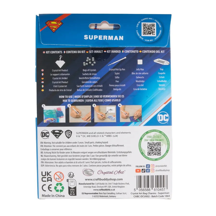 "Superman" Crystal Art Bag Charm Kit DC