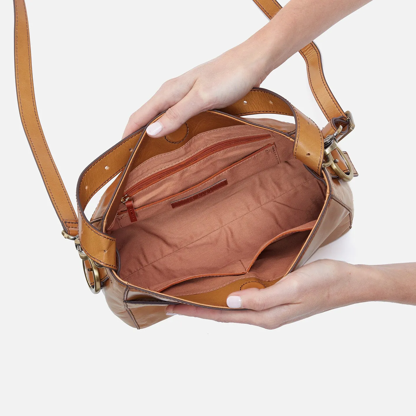 Render Small Crossbody In Polished Leather - Natural