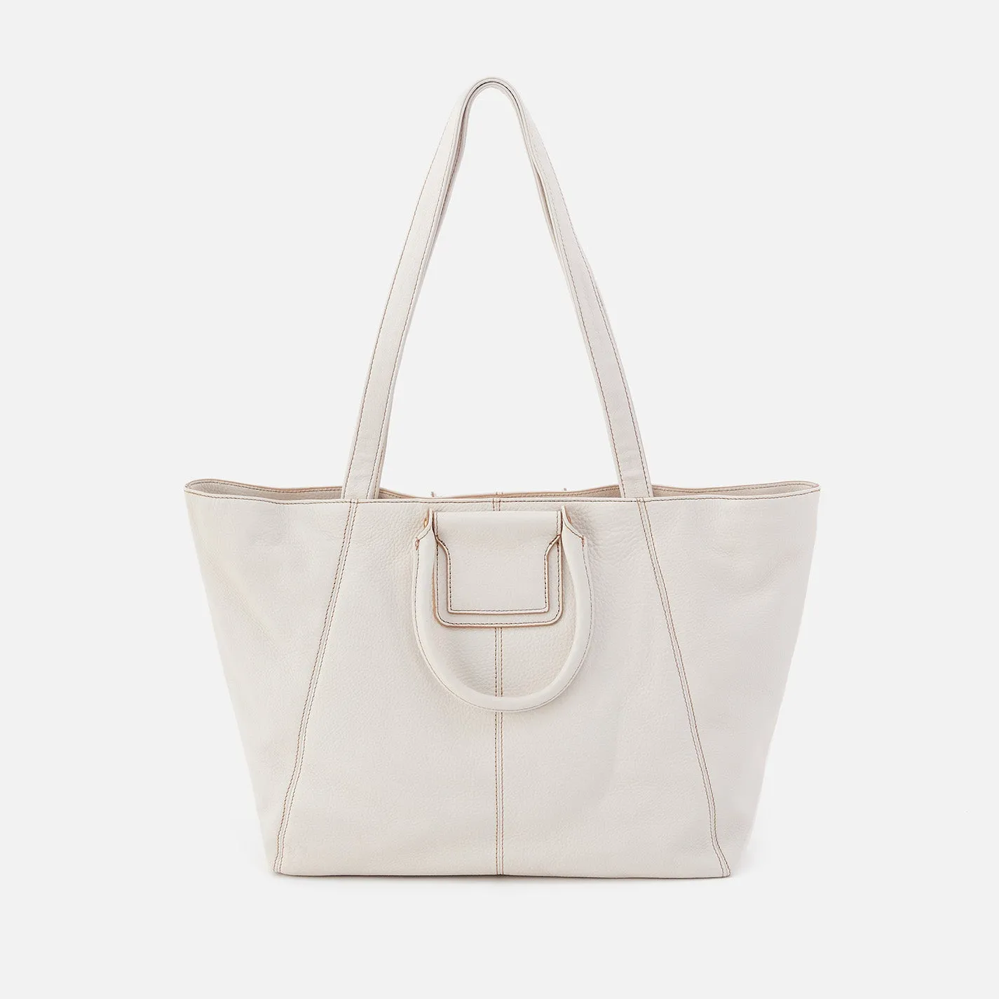 Sheila East-West Tote in Pebbled Leather - White