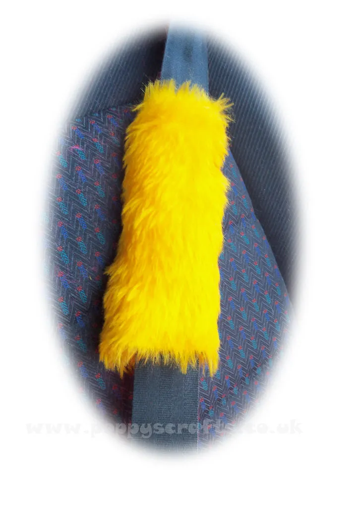 Single fluffy faux fur seatbelt pad / shoulder pad in choice of colour