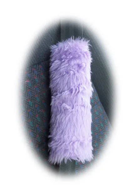 Single fluffy faux fur seatbelt pad / shoulder pad in choice of colour