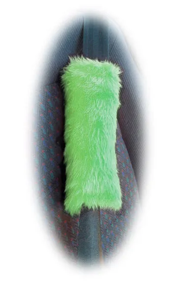 Single fluffy faux fur seatbelt pad / shoulder pad in choice of colour