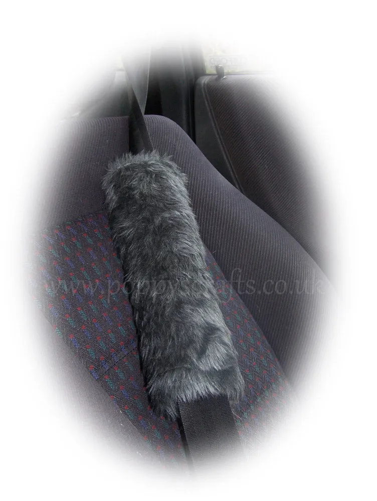 Single fluffy faux fur seatbelt pad / shoulder pad in choice of colour