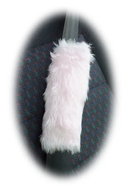 Single fluffy faux fur seatbelt pad / shoulder pad in choice of colour