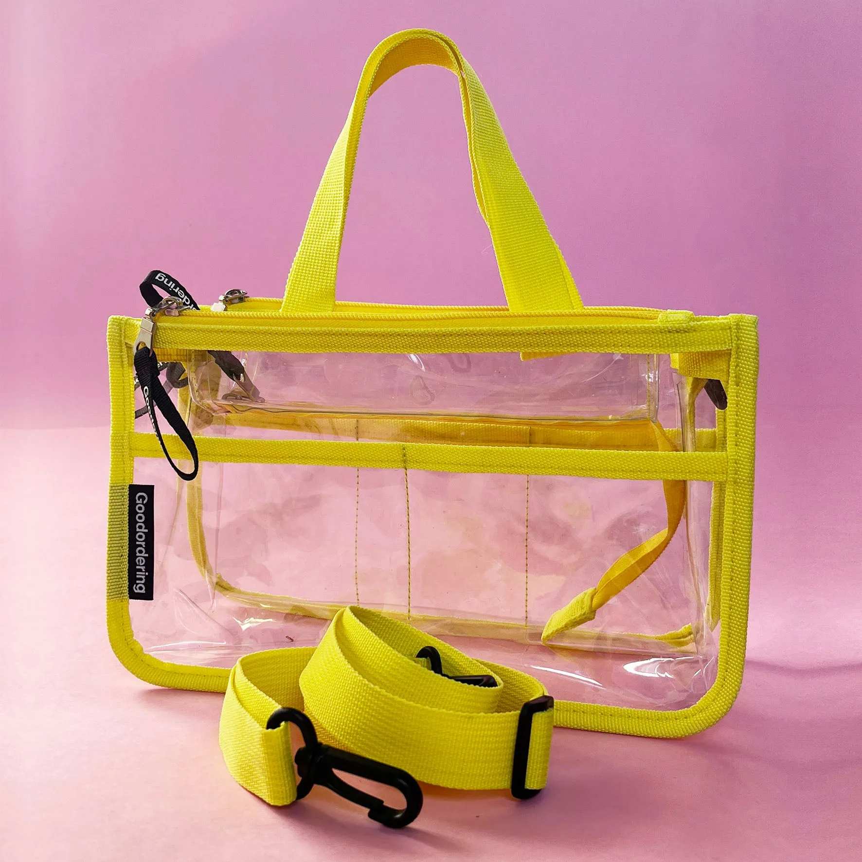 Stadium Bag / organiser transparent neon yellow concert clear bag