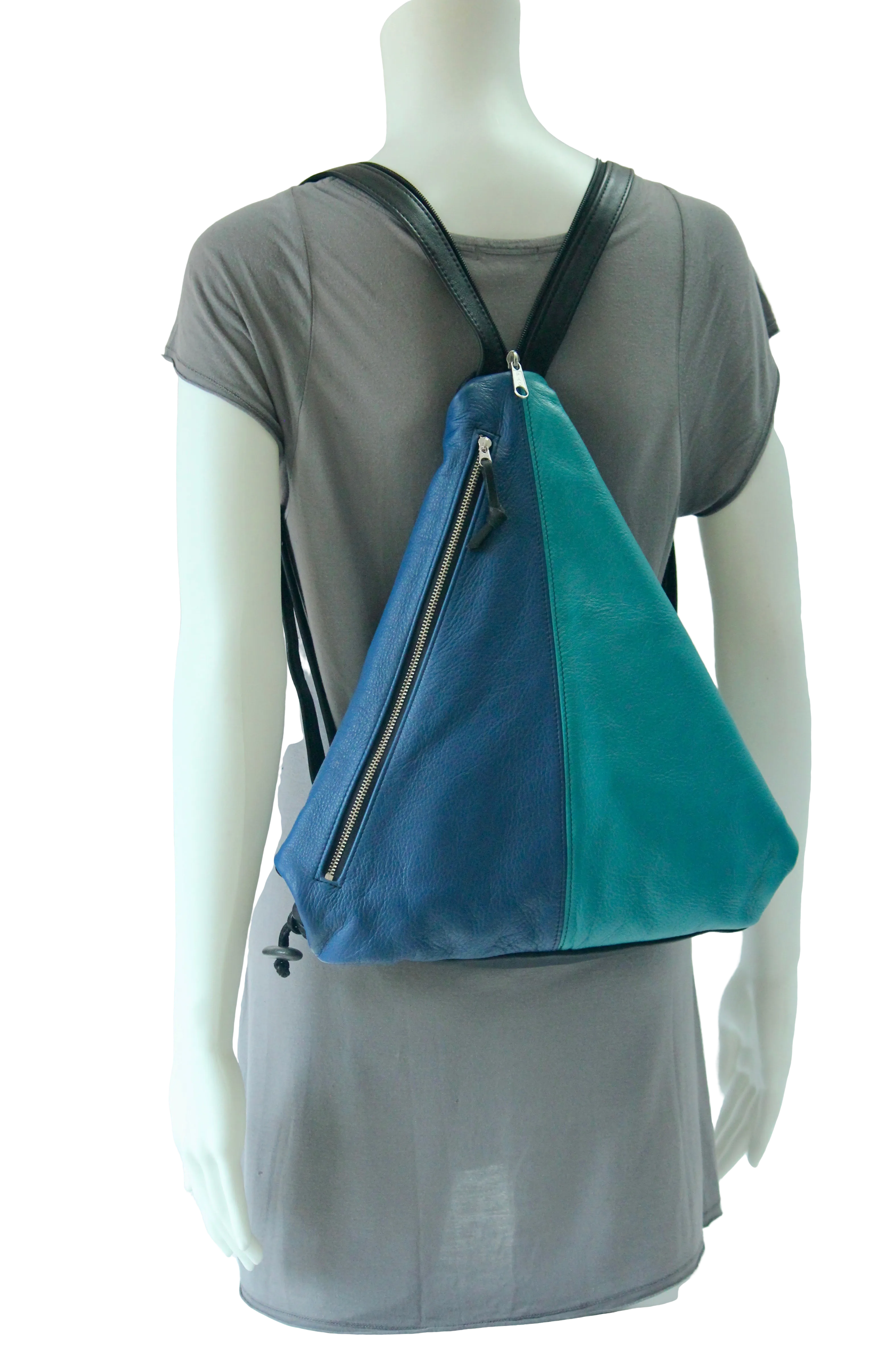 Triangle Fold - Siena Motif - Colourful Genuine Leather Bag Backpack Shoulder Bag