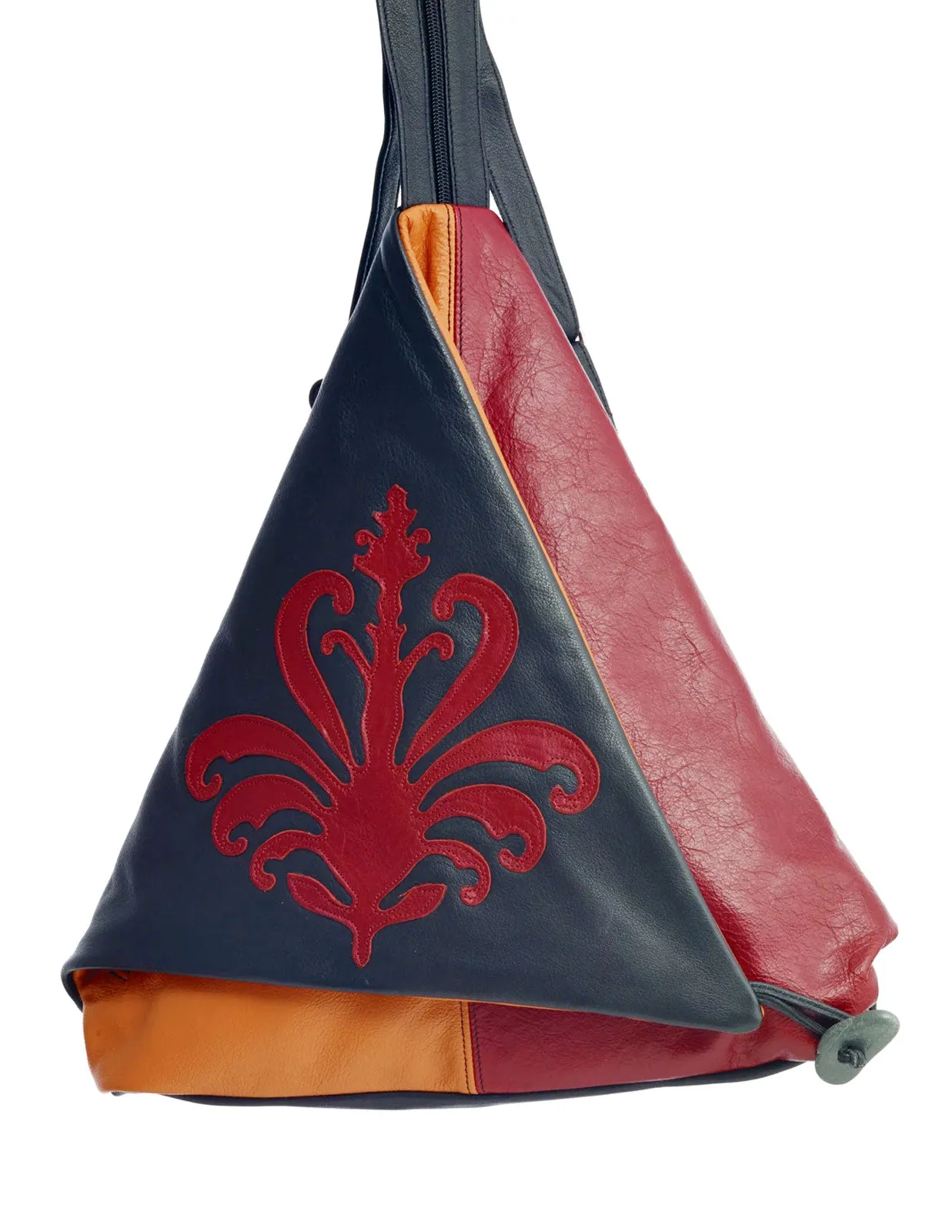 Triangle Fold - Siena Motif - Colourful Genuine Leather Bag Backpack Shoulder Bag