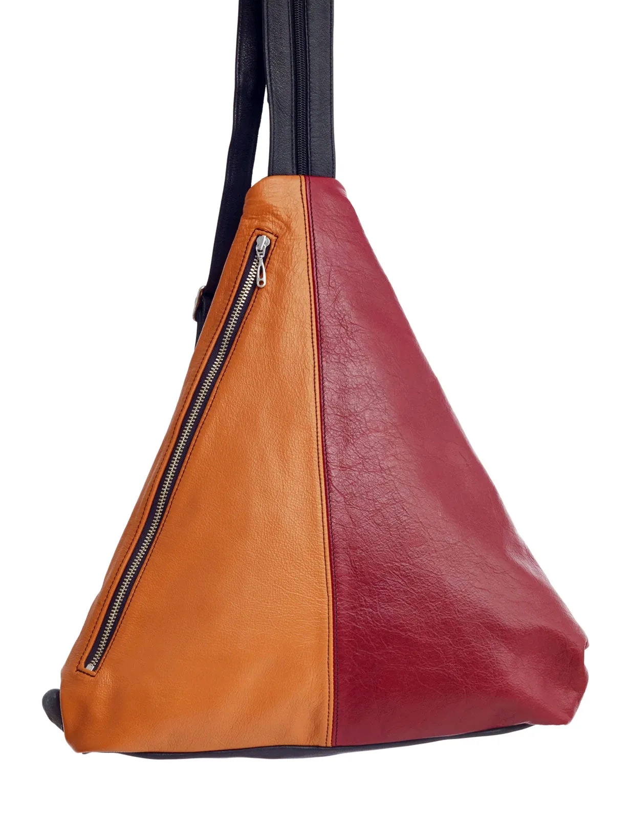 Triangle Fold - Siena Motif - Colourful Genuine Leather Bag Backpack Shoulder Bag