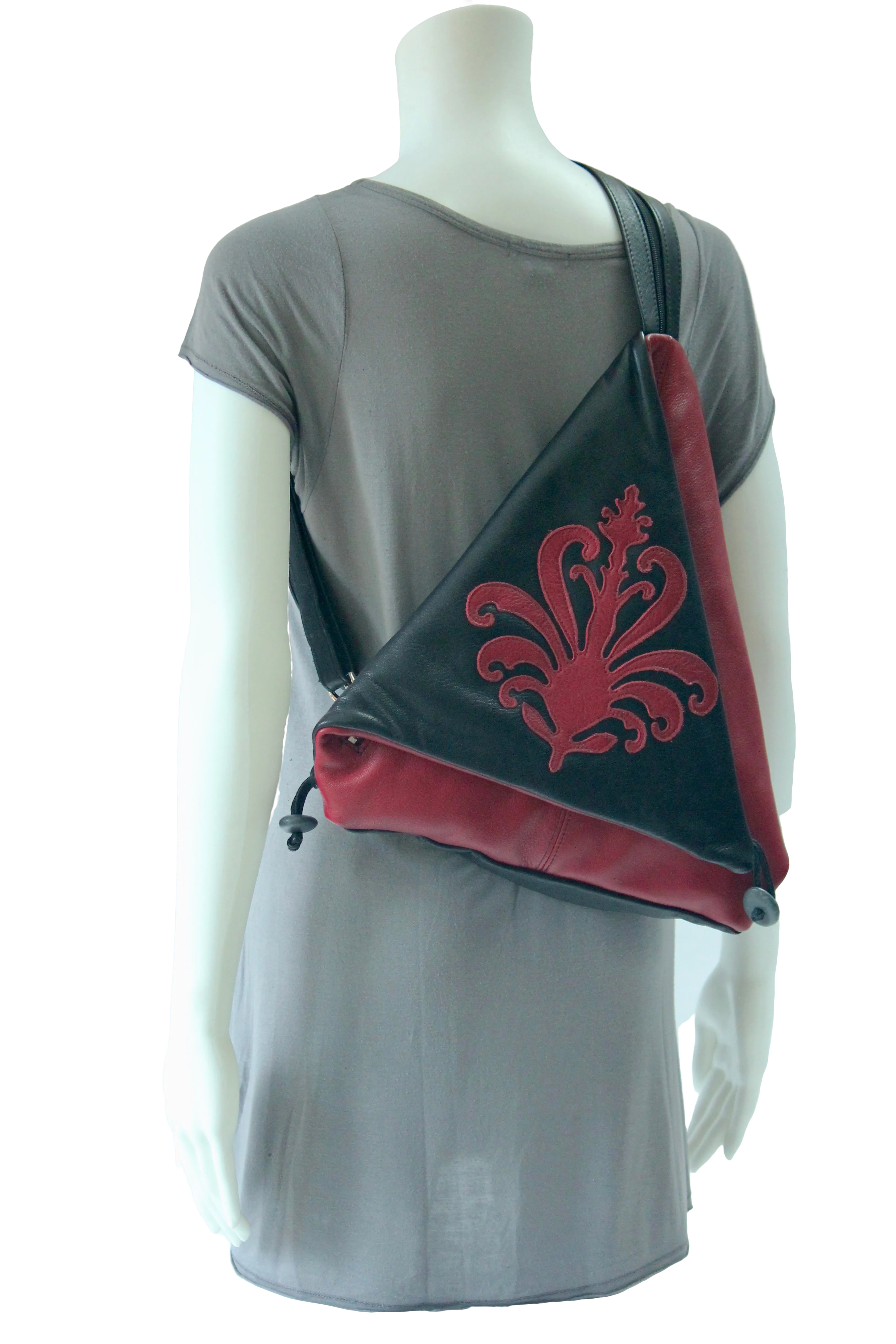 Triangle Fold - Siena Motif - Colourful Genuine Leather Bag Backpack Shoulder Bag